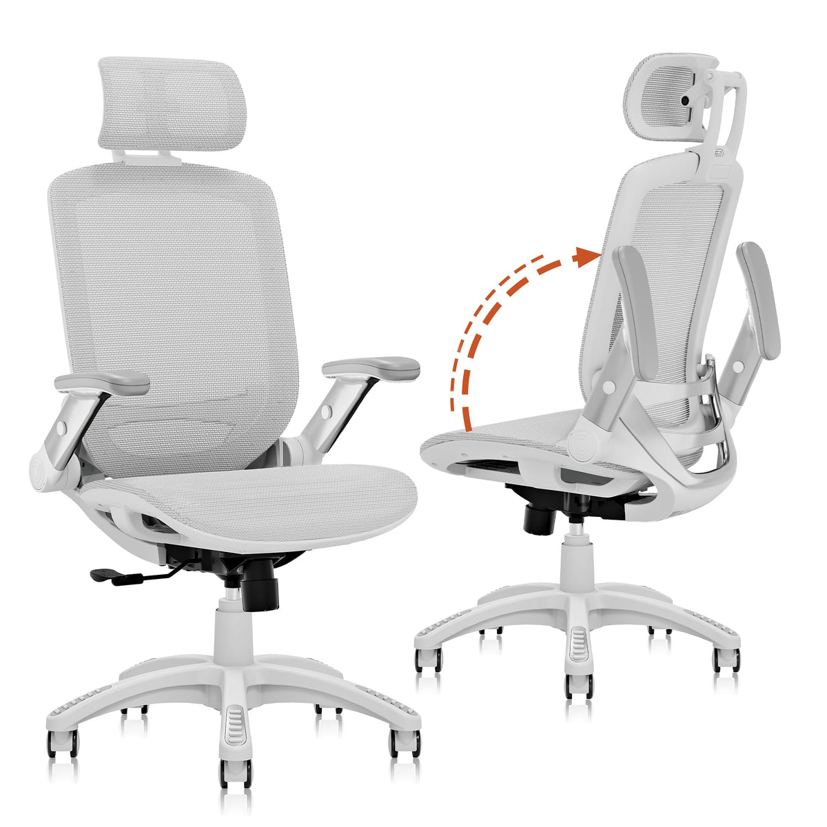 Gabrylly Ergonomic Office Chair, High Back Home Desk Chair With Headrest, Flip-Up Arms, 90-120 Tilt Lock And Wide Cushion, 400Lb