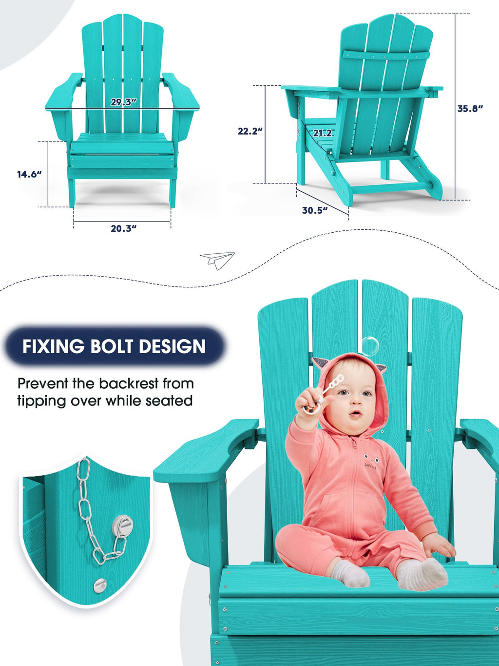 Kingyes Folding Adirondack Chair Set Of 4, Hdpe All-Weather Folding Adirondack Chair, Aruba