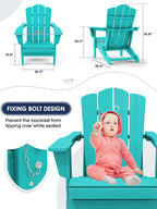 Kingyes Folding Adirondack Chair Set Of 4, Hdpe All-Weather Folding Adirondack Chair, Aruba