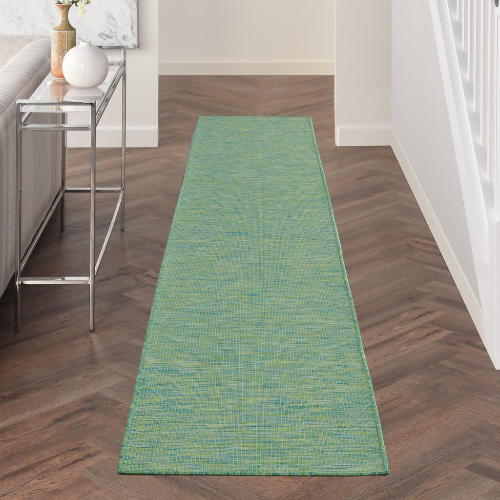 Nourison Positano Indoor/Outdoor Blue/Green 2'2' X 12' Area Rug, Easy Cleaning, Non Shedding, Bed Room, Living Room, Dining Room, Backyard, Deck, Patio (2X12)