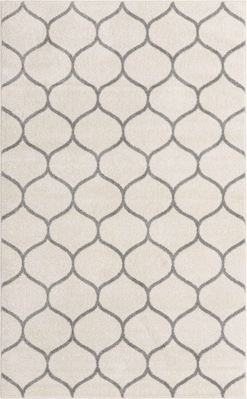 Unique Loom Trellis Frieze Collection Area Rug - Rounded (5' 1'' x 8', Ivory/ Gray)