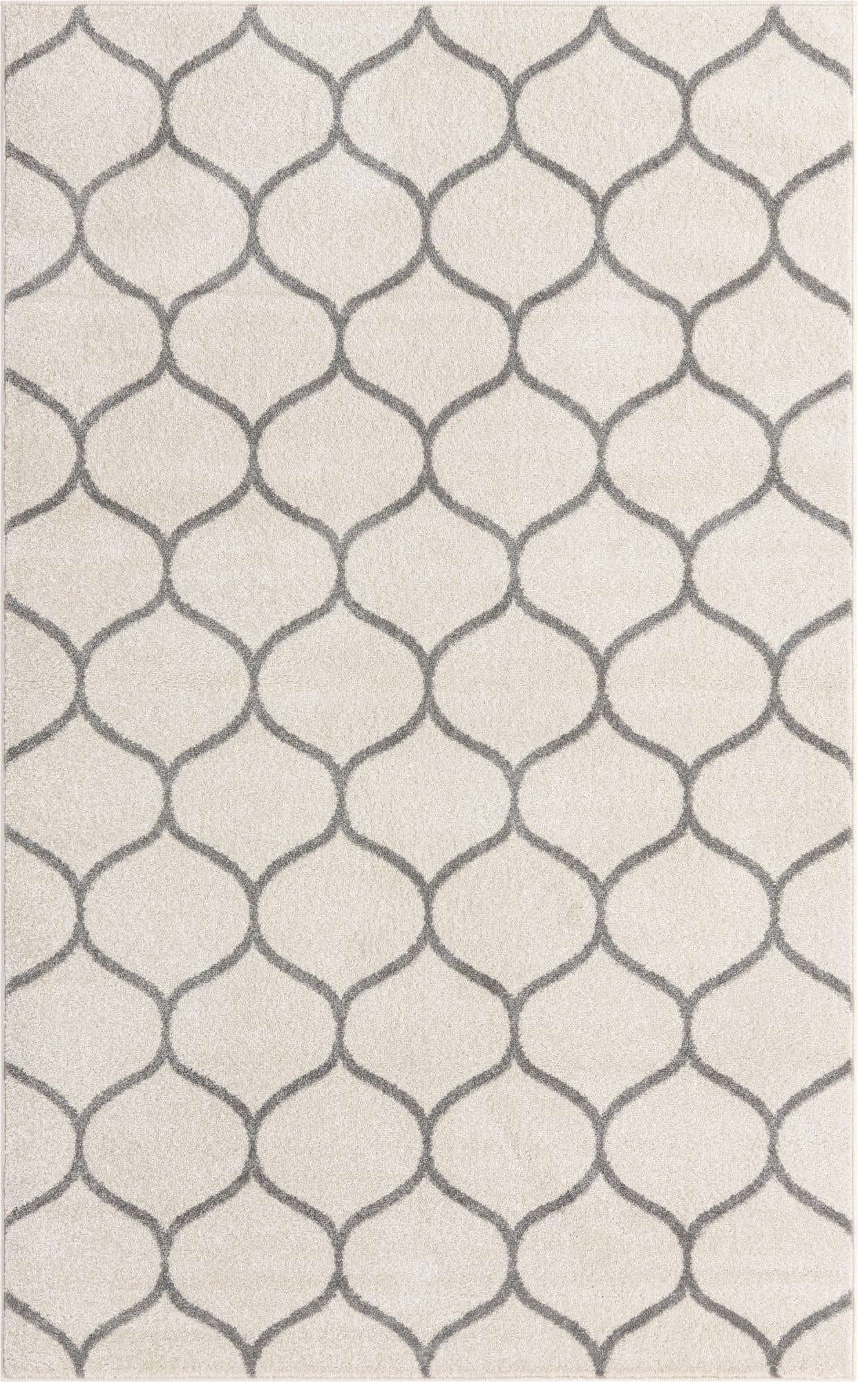 Unique Loom Trellis Frieze Collection Area Rug - Rounded (5' 1'' x 8', Ivory/ Gray)