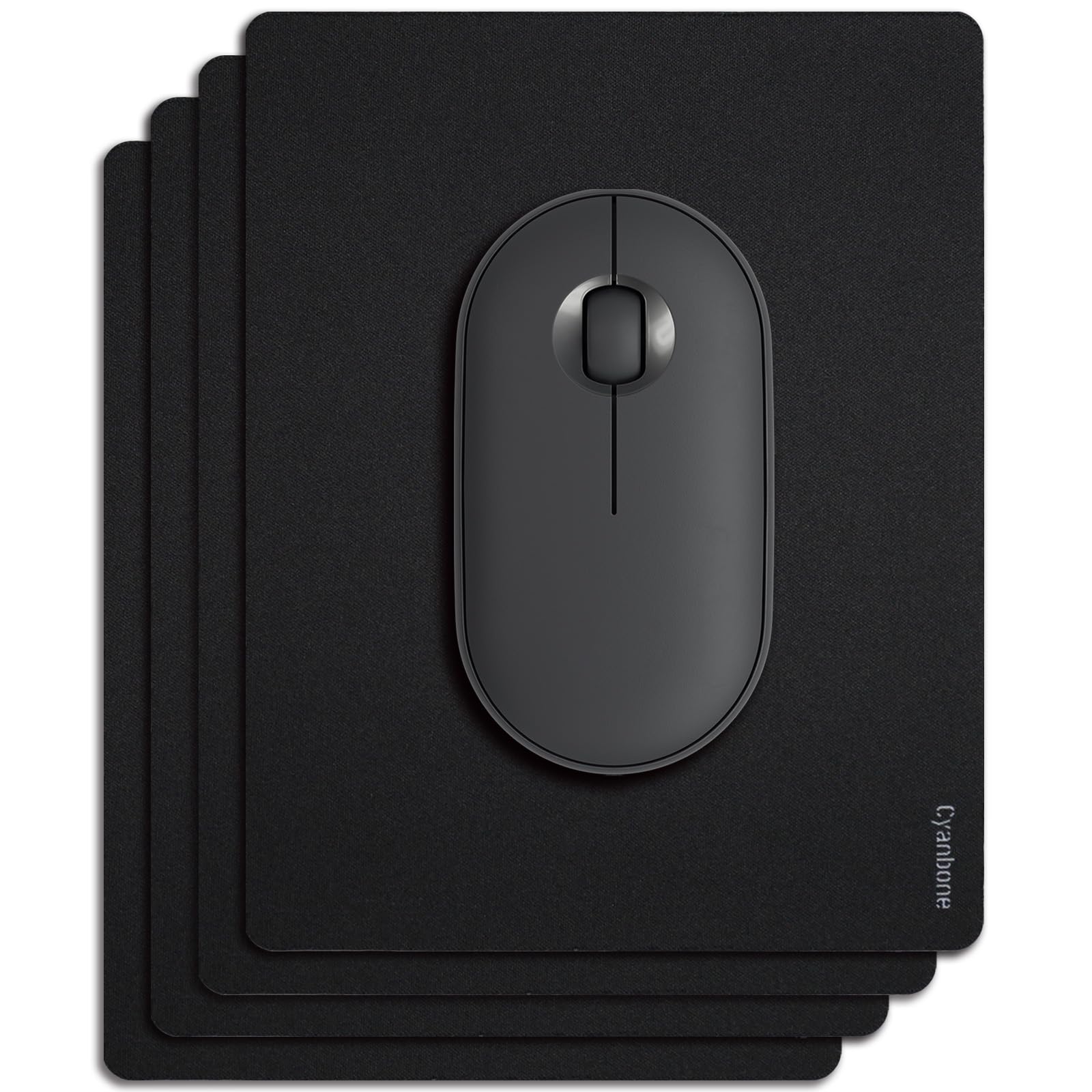 Cyanbone Mini Mouse Pad Small Size 4 Pack, Portable Mouse Pad For Laptop Waterproof, Cute Travel Mousepad Black With Non-Slip Ru