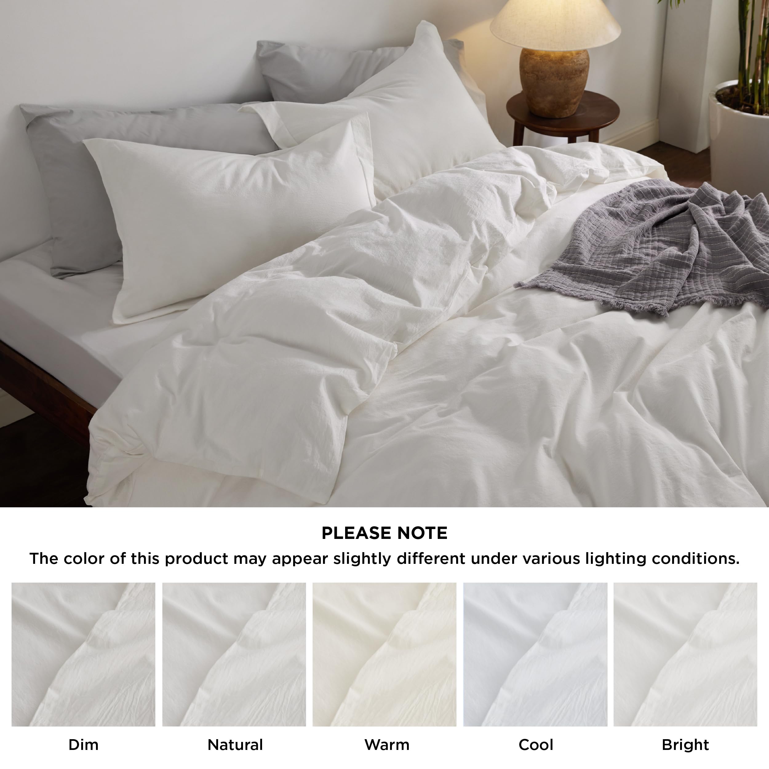 Bedsure 100% Washed Cotton Duvet Cover King Size - Warm Sand Minimalist Duvet Cover Linen Like - 3 Pieces Gentlesoft™ Plain Simple Cotton Bedding Set With 2 Pillow Shams (Warm Sand, King, 104'X90')