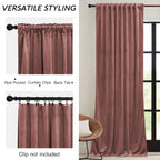 Ryb Home Dusty Pink Velvet Curtains 84 Inch, Room Darkening Window Curtains For Living Room Energy Efficient Backdrop Festival Decor For Girls Bedroom Dining Room, Wild Rose, W52 X L84 Inch, 2 Panels