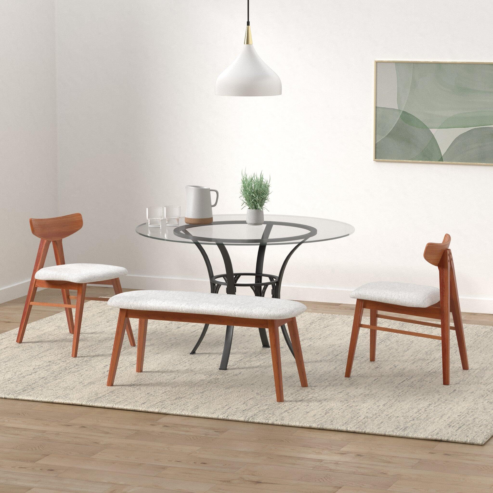 Flash Furniture Carlisle Round Glass Dining Table With Metal Frame, 48 In, Clear/Black