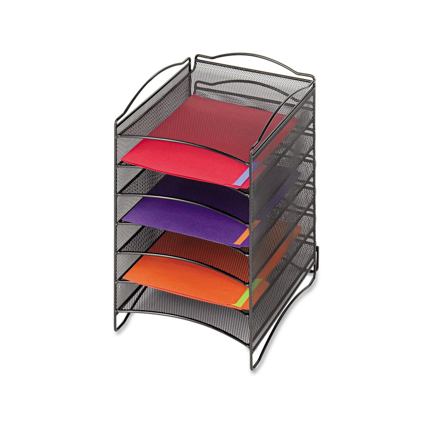 Safco Products Onyx Mesh Steel Literature Organizer, 6 Compartments, Black | Increase Efficiency & Convenience in Home, Office &