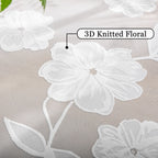 Semi-Sheer White Lace Curtains For Bedroom 95 Inch Long Country Chic Rose Floral Embroidered Sheer Curtain Panels For Living-Roo