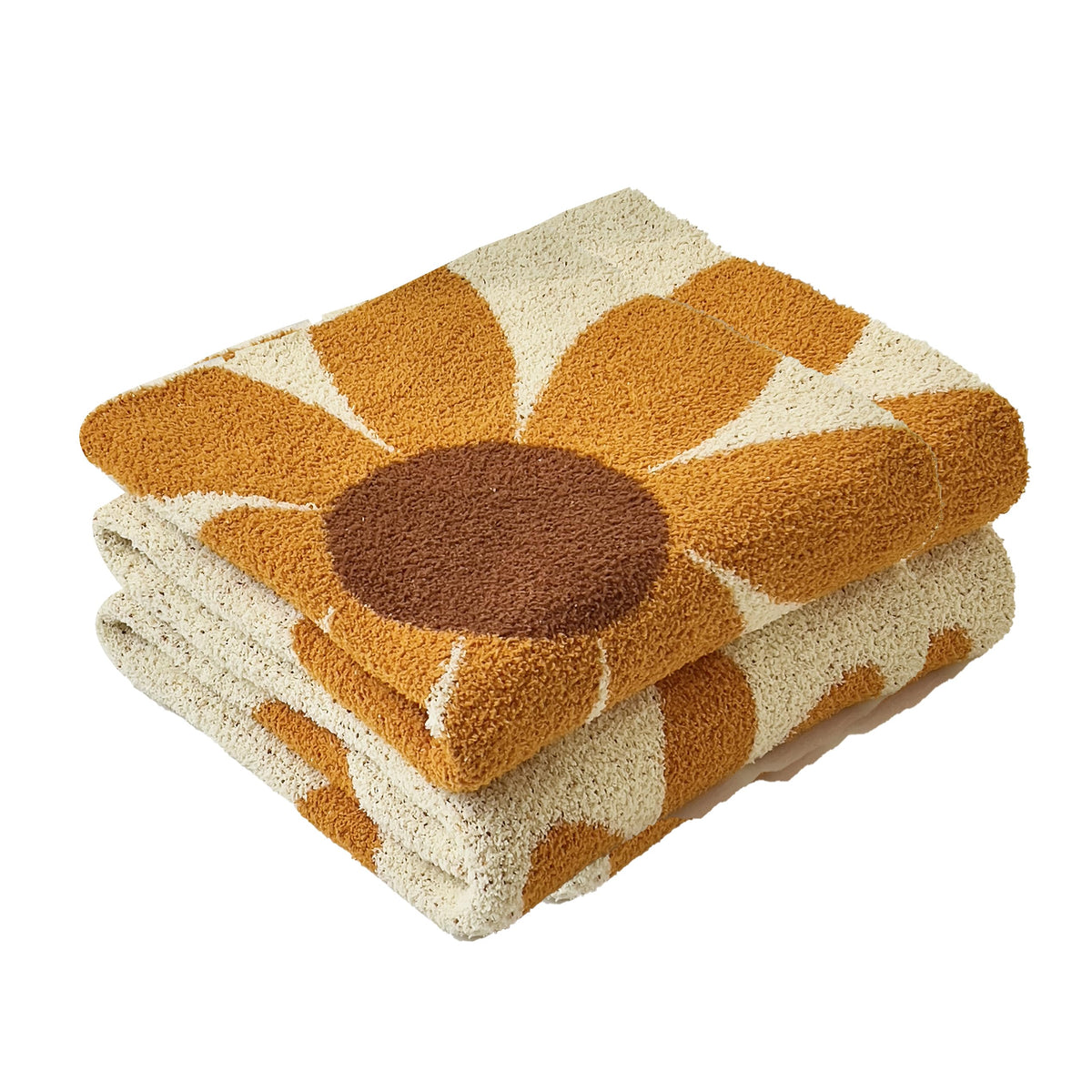 Ultra Soft Cozy Daisy Sunflower Knitted Throw Blanket Fluffy Microfiber Checkerboard Bed Blanket Lightweight Both Sides Blanket