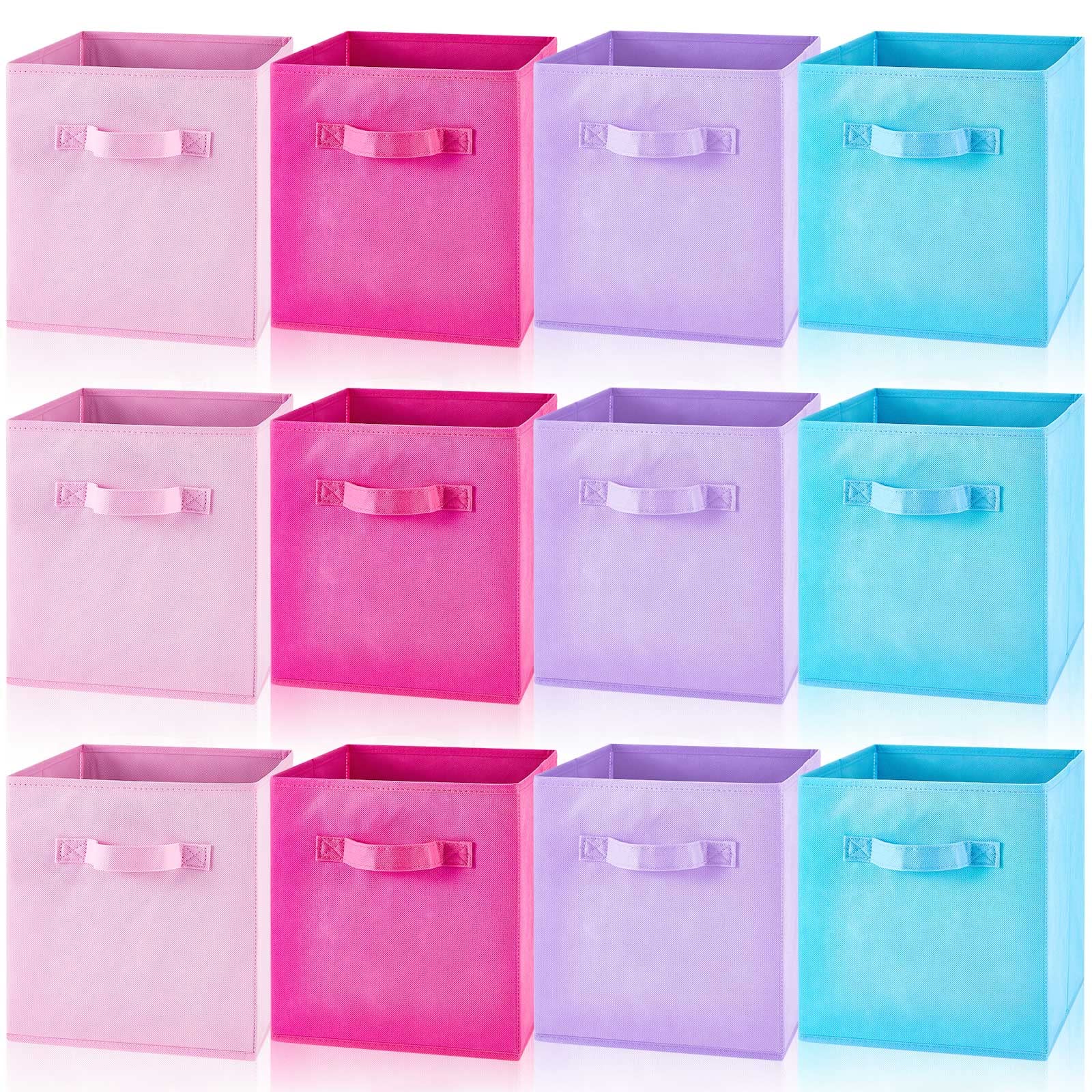 Yinder 12 Pcs Cube Storage Bin 11 Fabric Storage Cubes Colorful Bins for Cube Storage Foldable Cube Storage for Classroom Orga