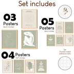 97 Decor Sage Green Posters For Room Aesthetic - Matisse Sage Green Wall Art Prints, Abstract Sage Green Pictures, Neutral Boho