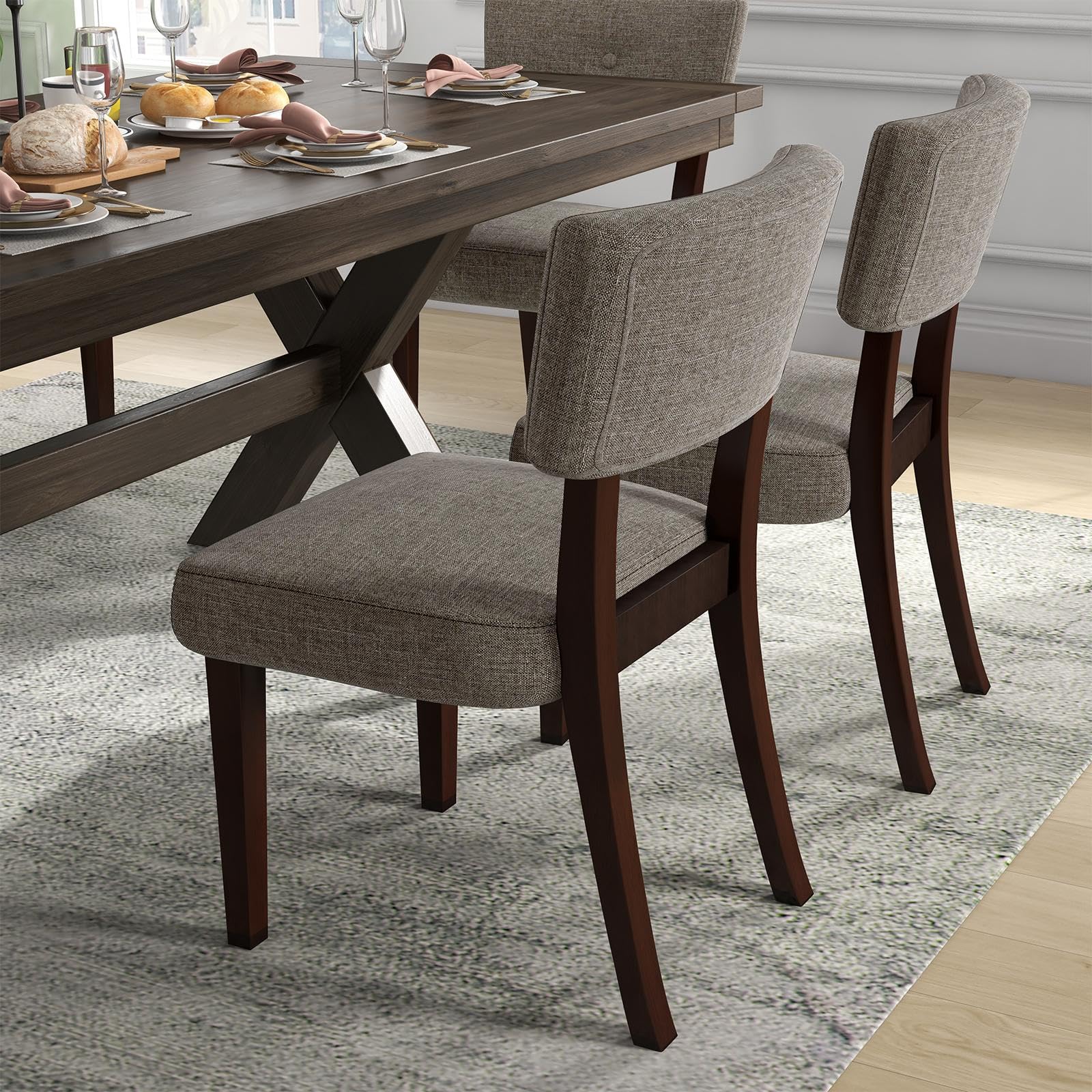 Acme Drake Side Chair (Set-2), Gray Fabric & Espresso Contemporary/Casual/Gray Fabric & Espresso/Qty 2