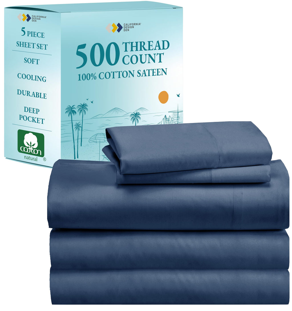 Luxury Split King Adjustable Bedsheets Set, Soft 100% Cotton, 500 Thread Count, Snug Fit, Includes Twin-Xl Fitted Sheets, Beats