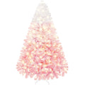 Yaheetech 7.5ft Pre-lit Artificial Christmas Tree with 550 Incandescent Warm White Lights, Snow Flocked Full Prelighted Xmas Tre