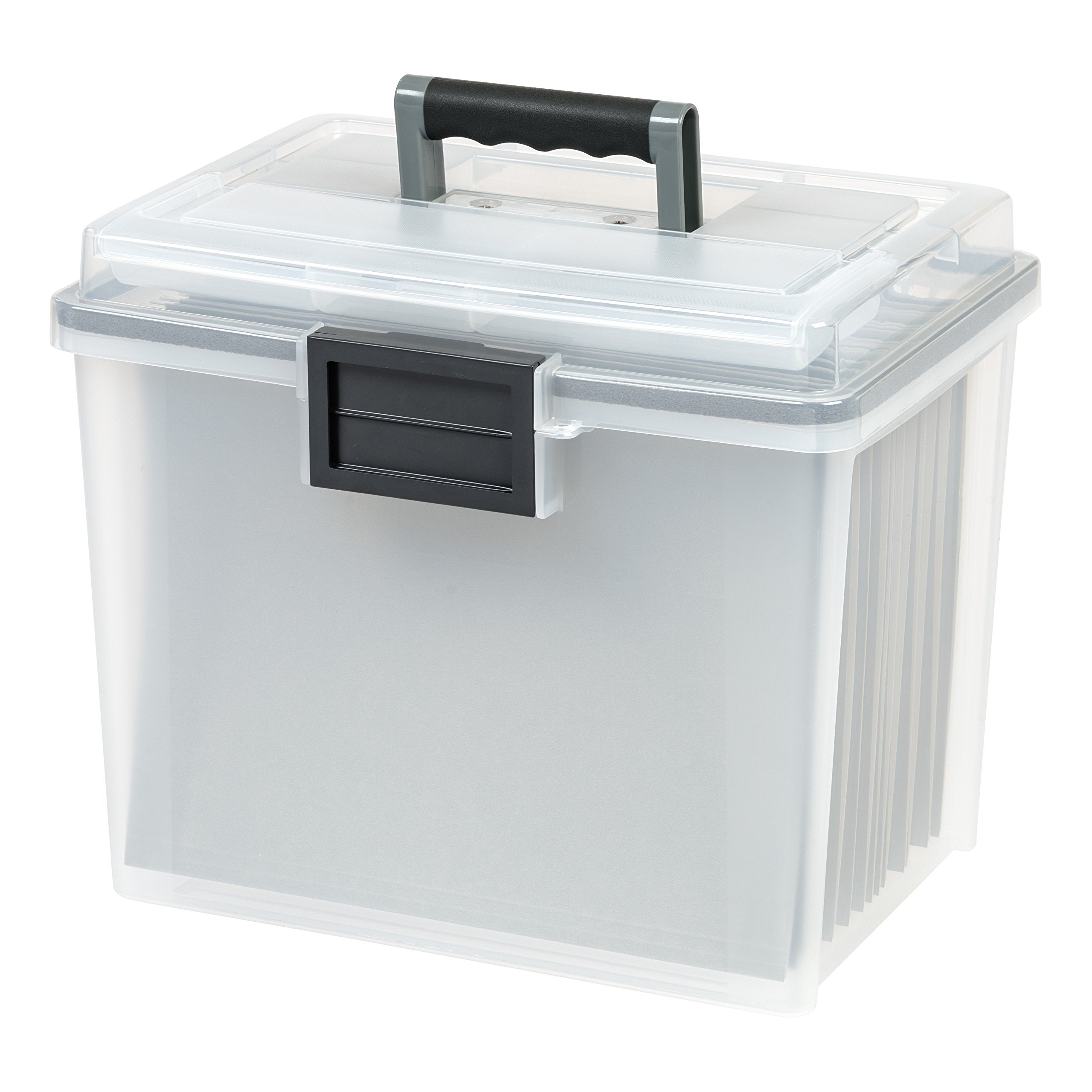 Iris Usa 19 Quart Weatherpro Plastic Office Storage Portable Letter Size File Box With Organizer-Lid And Seal And Secure Latchin