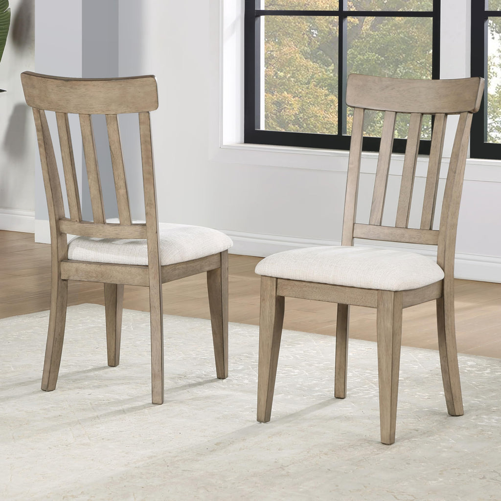 Steve Silver Furniture Napa Side Dining Chairs, Casual California Style in Weathered Sand Finish with Upholstered Seat, Set of 2 Chairs, Brown
