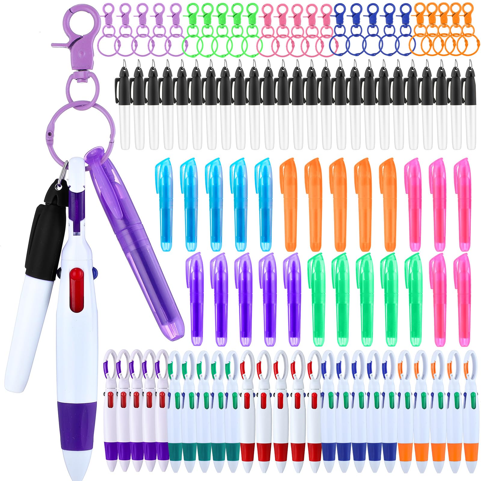 Sherr 25 Sets Retractable Nurse Pens with Mini Highlighter Permanent Marker Keychain Clip Badge Reel Pen Accessories for Nursing
