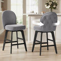 VASAGLE Bar Stools Set of 2, Swivel Counter Height Bar Stools with Back and Wood Legs, Chenille Fabric Upholstered Barstools, 26
