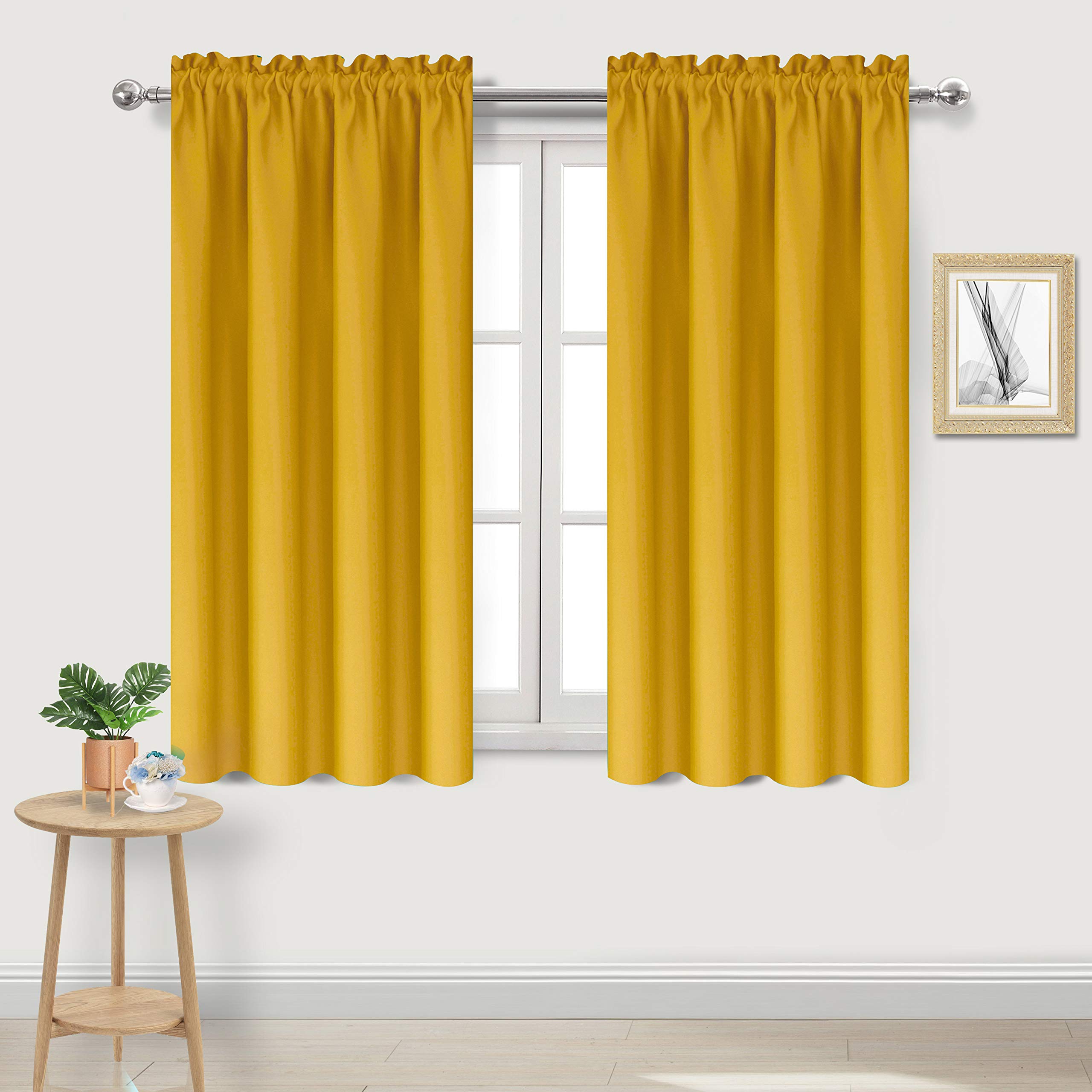 Dwcn Yellow Room Darkening Blackout Curtains - Thermal Insulated Privacy Energy Saving Window Curtain Drapes 38 X 54 Inch Length