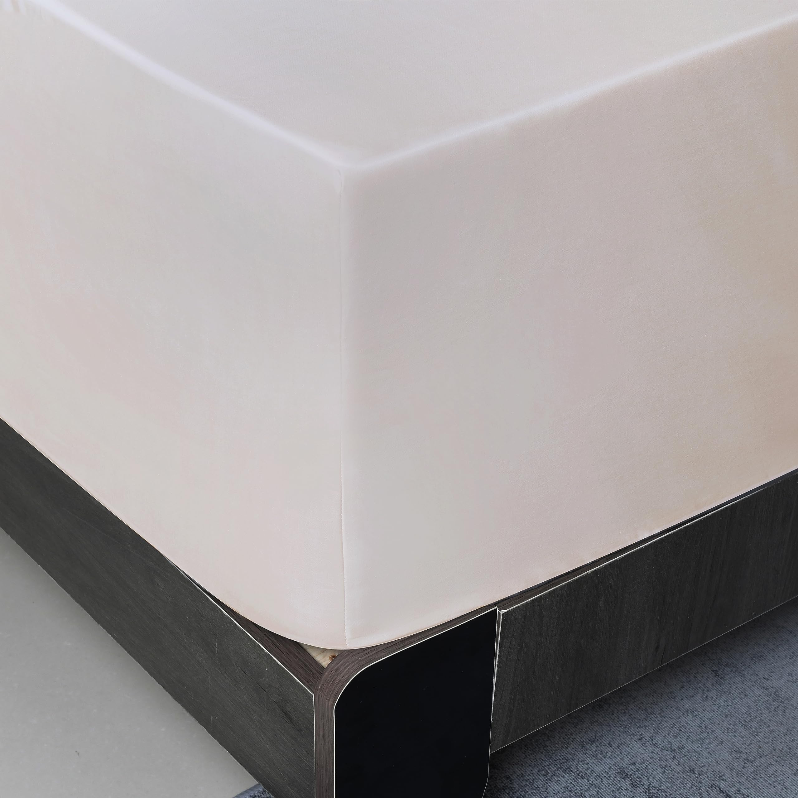 Twin Xl Size Fitted Sheet Only Light Beige, 100% Egyptian Cotton 600 Thread Count, 16' Deep Pocket Premium Cotton Mattress Shee