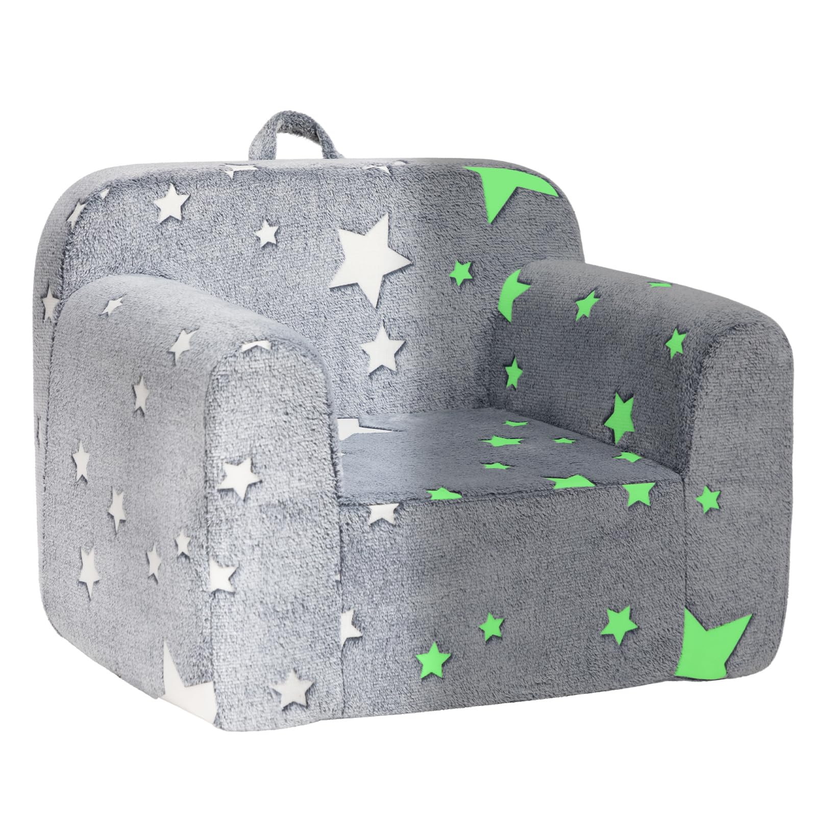 ALIMORDEN Kids Ultra-Soft Snuggle Foam Filled Chair, Single Cuddly Sherpa Reading Couch for Boys and Girls,Star