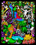 Stuff2Color Rainforest Velvet Coloring Poster - With Frogs, Monkeys, Birds and Tiger - For Kids, Toddlers, Girls, Boys and Adult