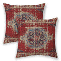 Betginy Boho Pillow Covers 18X18, Red Ethnic Design Outdoor Decorative Throw Pillows For Couch, Carpet Pattern Decor Cushion Cov