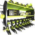 Kafahom Power Tool Organizer, Large 8 Drill Holder Wall Mount With 2 Side Pegboards, Heavy Duty Metal Tool Shelf With 12 Hooks,