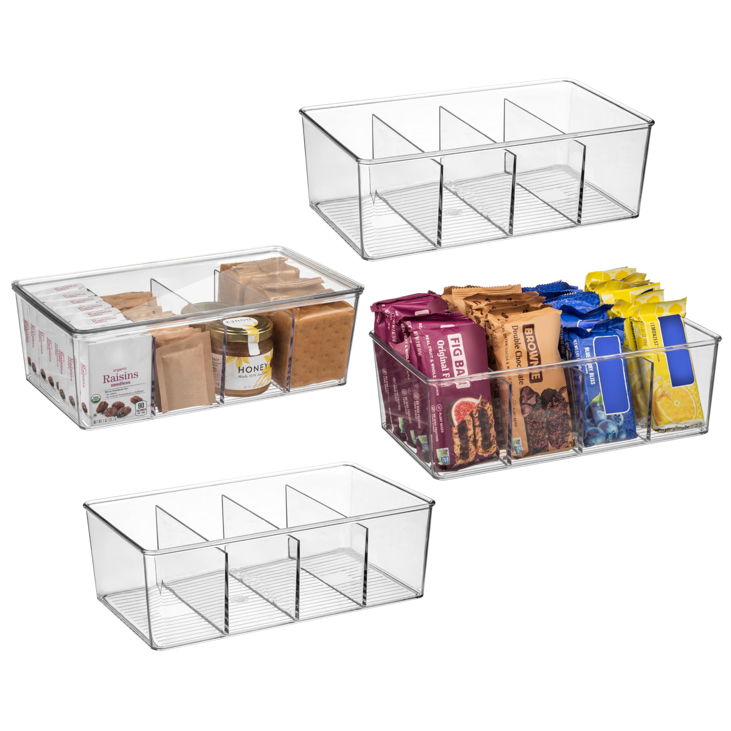 Clearspace Plastic Pantry Organization And Storage Bins With Dividers & Lids - Perfect Kitchen Organization Or Kitchen Storage -