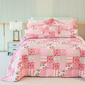 Cmfshape Floral Bedspread With 2 Pillow Shams-Queen Size,Patchwork Pink Quilt Set 3 Piece,Summer Quilt For Girls Women,Lightweig