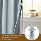 Dwcn Stone Blue Velvet Curtains - 84 Inches Long Super Soft Luxury Tieable Window Treatments Room Darkening Privacy Protect Blac