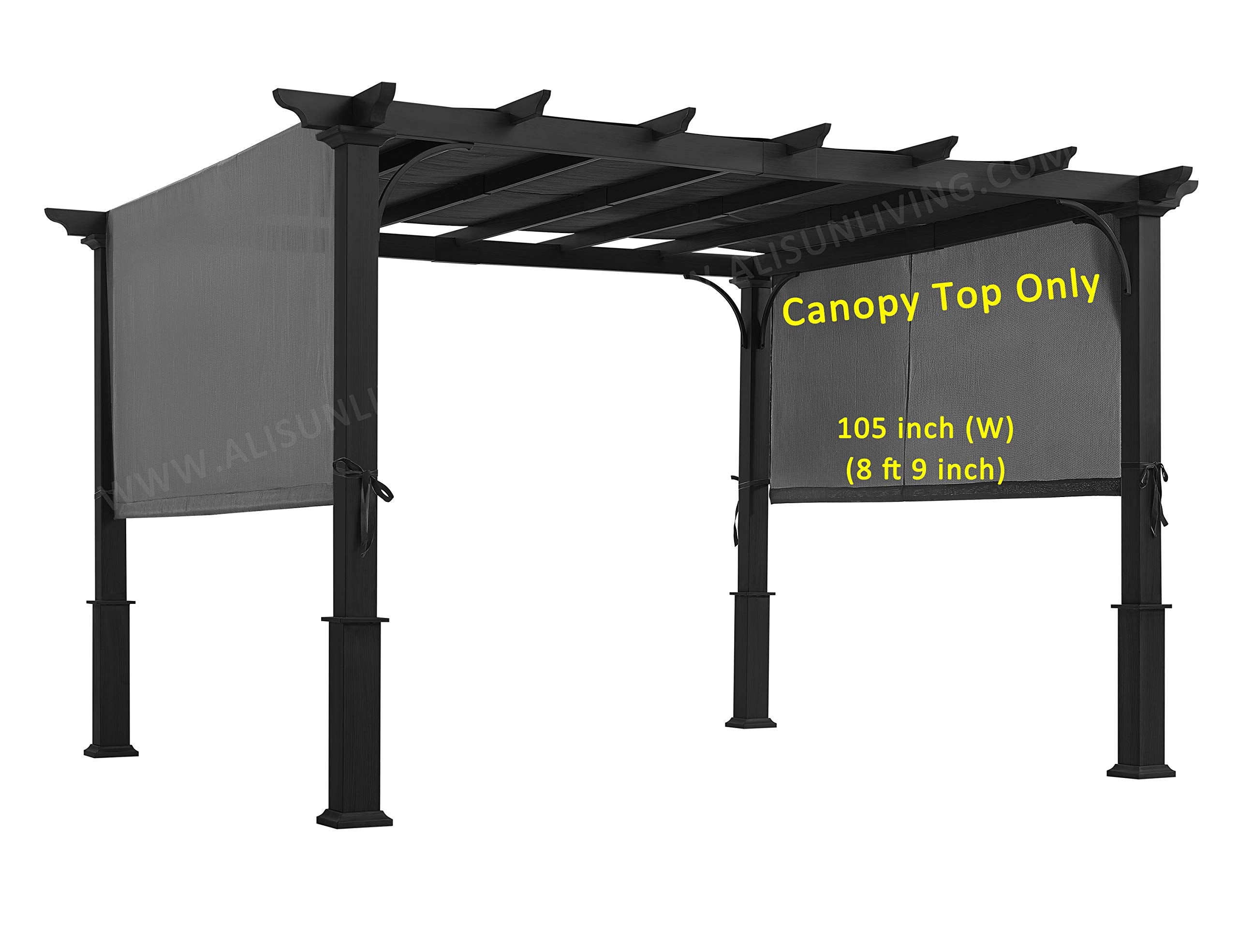 Alisun Replacement Sling Canopy (With Ties) For 10 Ft Pergola #S-J-110 & Tp15-048C (Charcoal) (Canopy Top Only)