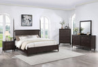 Coaster Home Furnishings Emberlyn Mid-Century Modern 5-Piece Bedroom Set Queen Size Four-Poster Bed Frame 84-inch Headboard Brown 223061Q-S5
