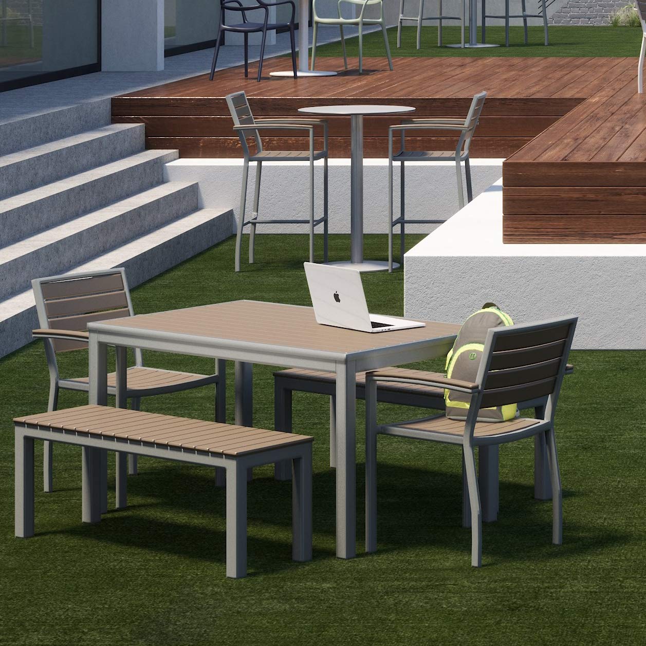 Olio Designs Series Ivy Patio Arm Chair, Mocha/Silver