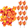 Whaline Autumn Orange Berry Twig Stem, 12 Pack Artificial Orange Berry Picks for Fall Decor, Christmas Tree Decorations, Crafts,