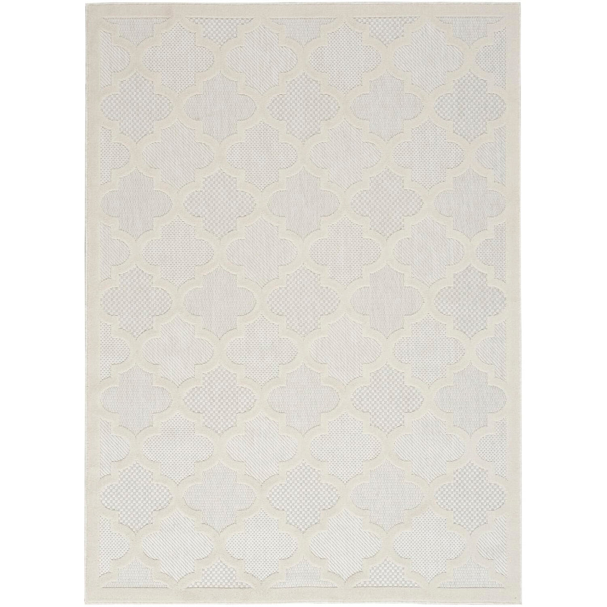 Nourison Easy Care Moroccan Ivory/White 4' X 6' Area Rug, Trellis, Easy Cleaning, Non Shedding, Bed Room, Living Room, Dining Ro