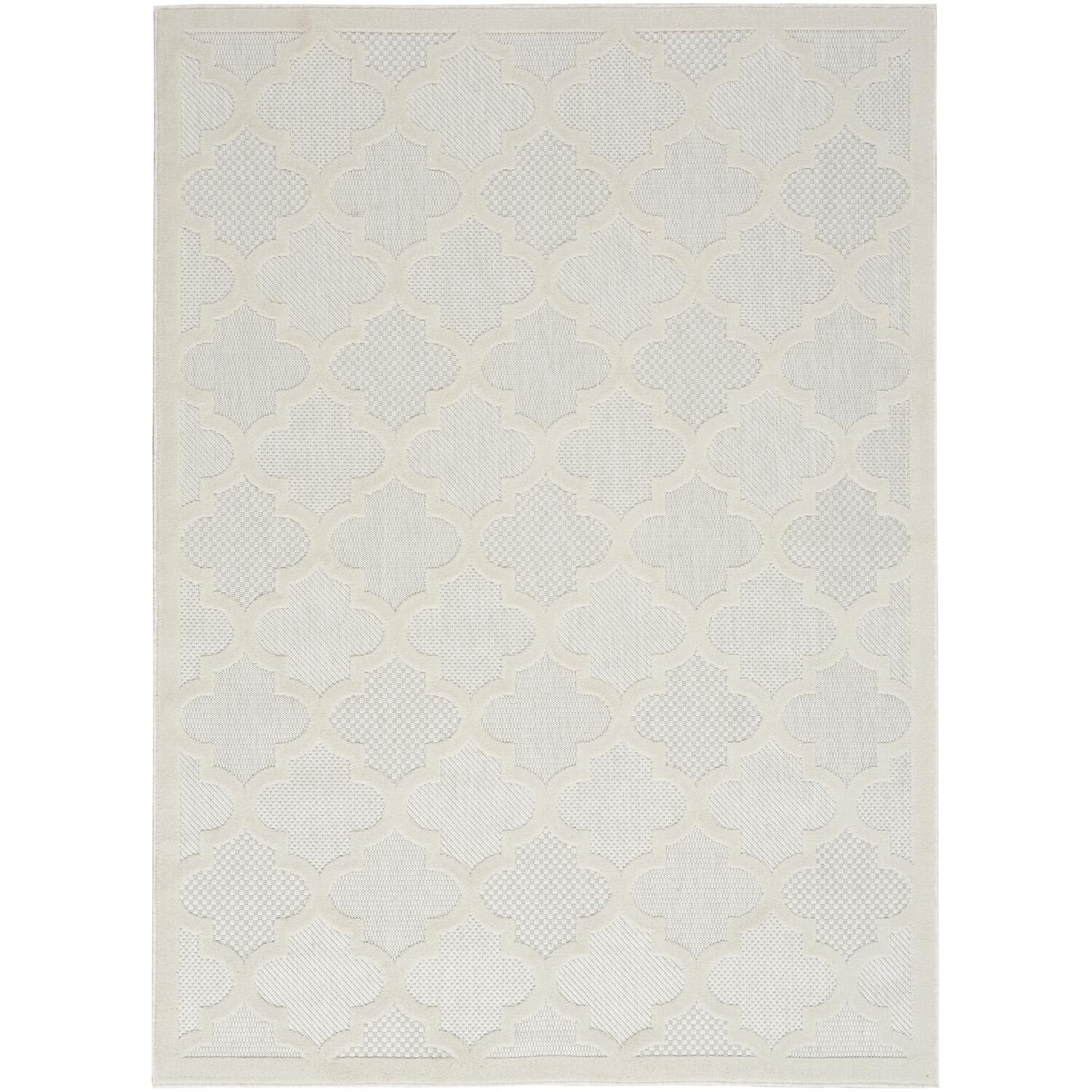 Nourison Easy Care Moroccan Ivory/White 4' X 6' Area Rug, Trellis, Easy Cleaning, Non Shedding, Bed Room, Living Room, Dining Ro