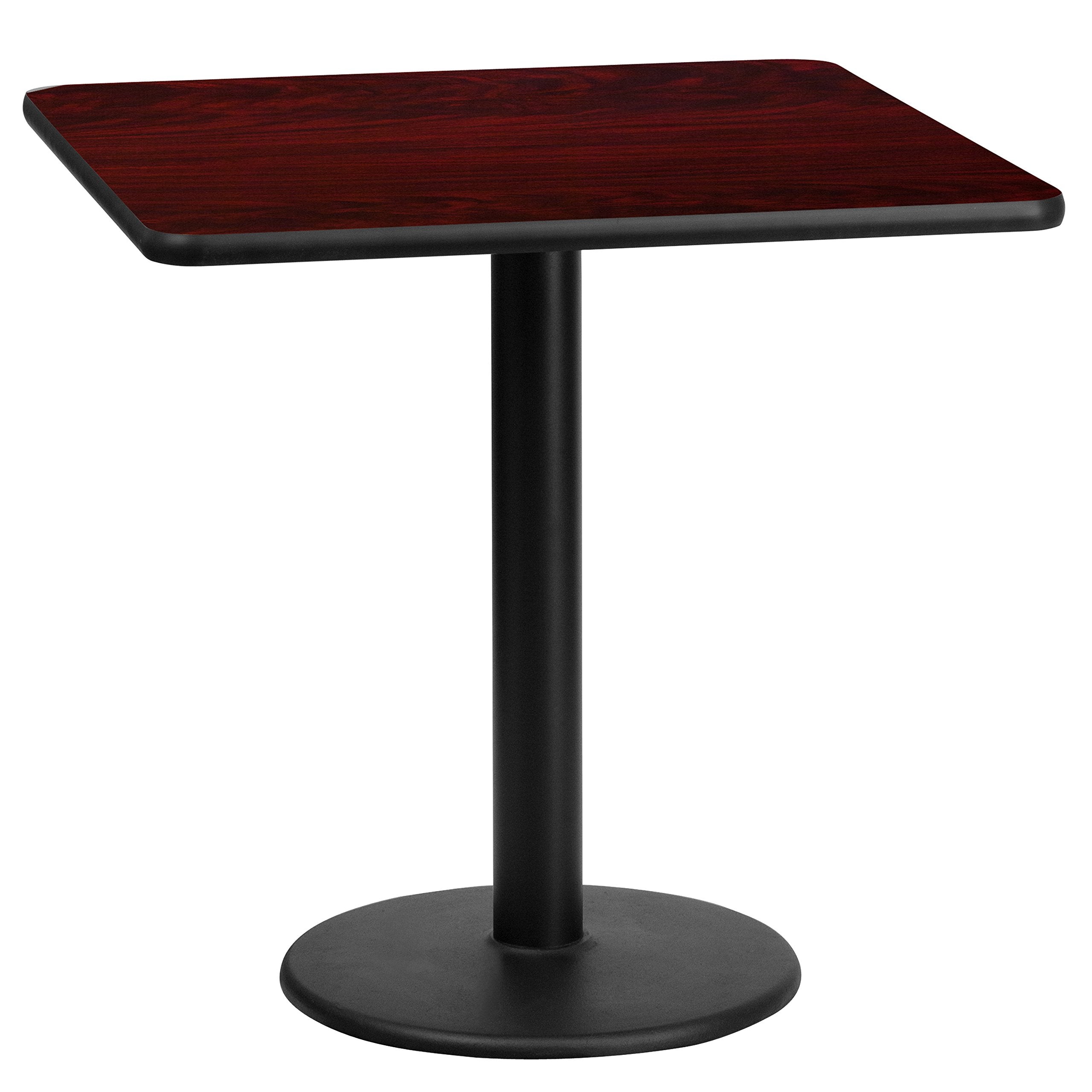 Flash Furniture Graniss 24'' Square Mahogany Laminate Table Top With 18'' Round Table Height Base