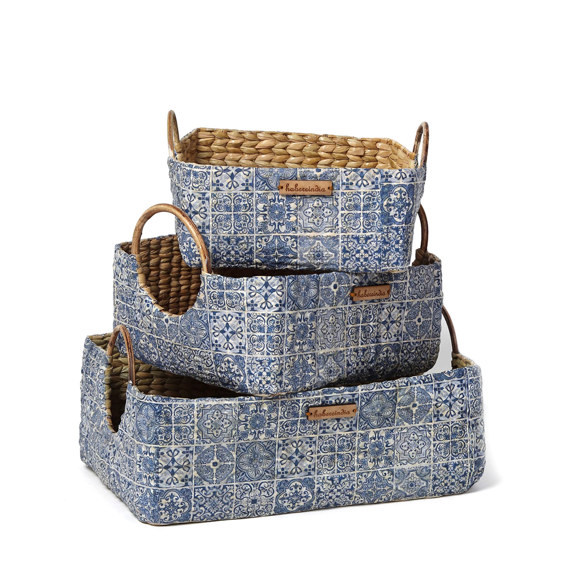 Habere IndiaAll The Cultures Fabricating India Wicker Basket | Bamboo Cane Tray | Gift Hamper | Wardrobe | Bathroom Organiser |