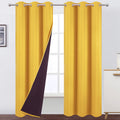 Lemomo 100% Blackout Curtains 40 X 84 Inch/Yellow Curtains 2 Panels With Black Lining Room Darkening Thermal Insulated Bedroom C