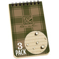 Rite In The Rain Weatherproof Top Spiral Notebook, 3    X 5   , Tan And Green Plaid Cover, Universal Pattern, 3 Pack (No. Pl935T