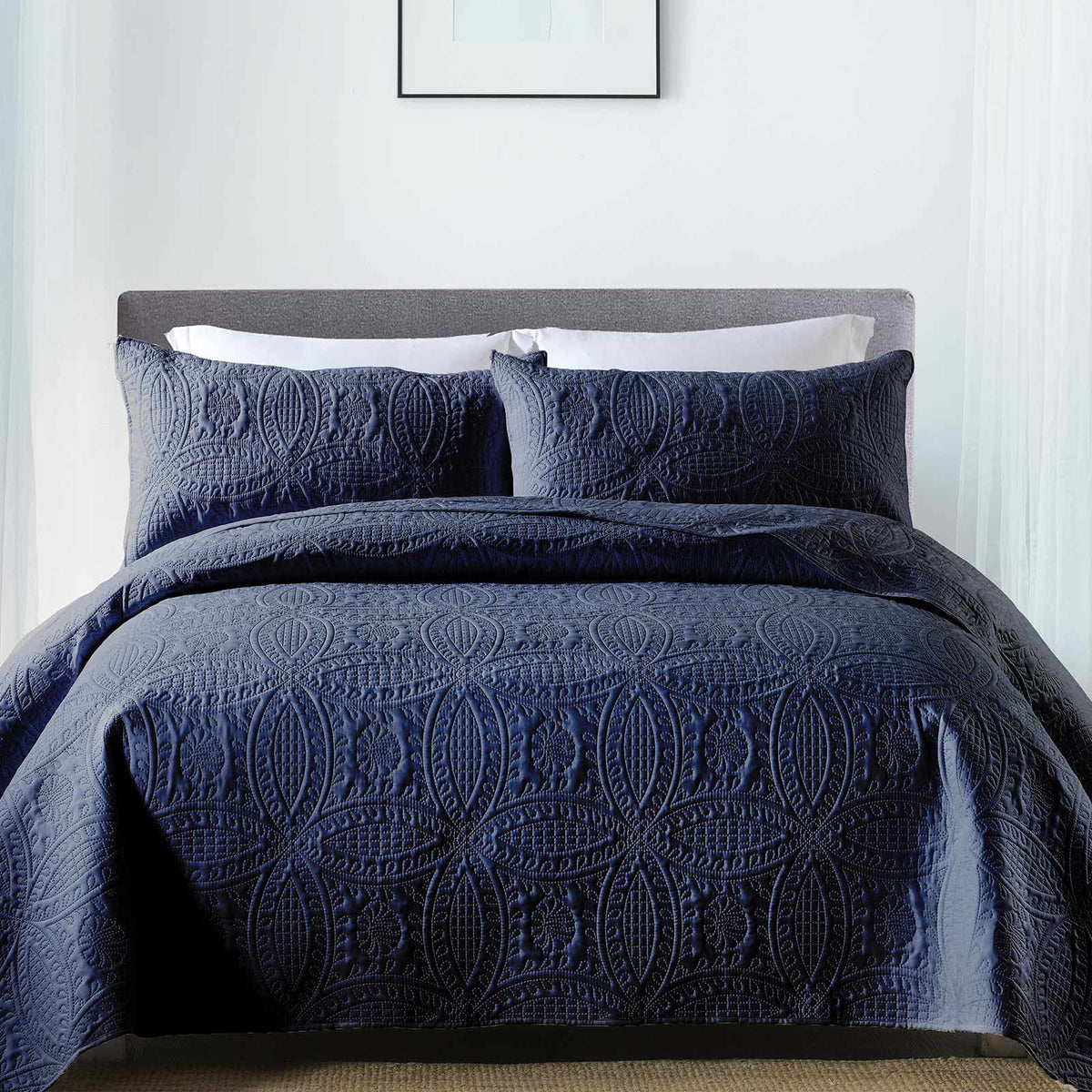 Boryard 3-Piece Quilt Set Queen, Lightweight Soft Warm Full Size Quilt Bedspread Coverlet (90X90 Inches) With 2 Pillow Shams (20
