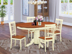 East West Furniture KENI5-WHI-W 5 Piece Dinette Set for 4 Includes an Oval Dining Room Table with Butterfly Leaf and 4 Kitchen Dining Chairs, 42x60 Inch, Buttermilk & Cherry
