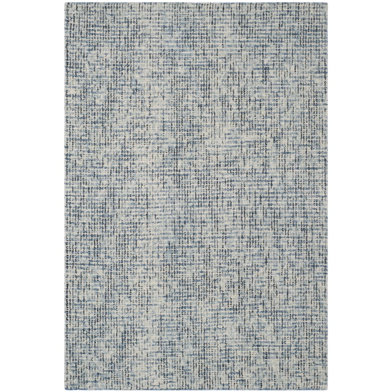 SAFAVIEH Abstract Collection Accent Rug - 3 x 5, Blue & Charcoal, Handmade Wool, Ideal for High Traffic Areas in Entryway, Liv