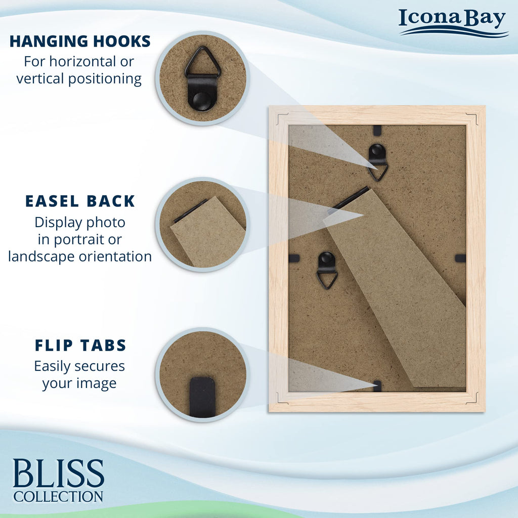 Icona Bay 4X6 Light Oak Picture Frame, Modern Style Wood Composite Frame, Table Top Or Wall Mount, Bliss Collection