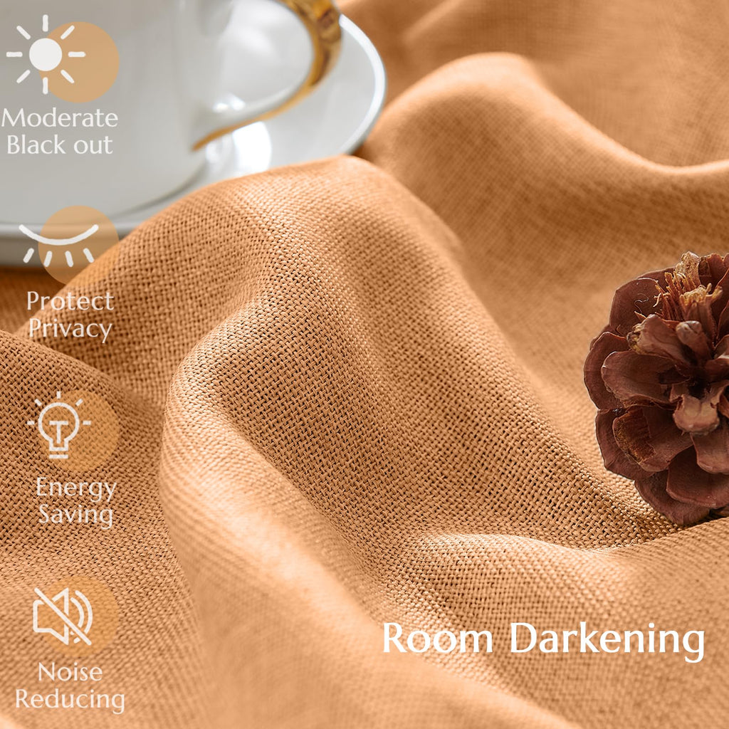 Jinchan Linen Textured 75% Blackout Curtain 96 Inches Long For Living Room Halloween Decorations Room Darkening Thermal Insulate
