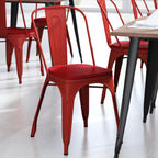 Flash Furniture Perry Indoor/Outdoor Commercial Stackable Chair With Polystyrene Seat - Red Metal Frame - Red Poly Resin Seat - Rounded Seat Edges For Comfort
