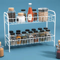 Kuber Industries Metal 2 Layer Kitchen Racks Organizer | Standing Rack For Storing Spices, Pantry Storage, Bathroom Floor And Co