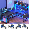 SEDETA L Shaped Gaming Desk with Hutch, 57.5    Reversible Corner Computer Desk with Storage Shelves, Gaming Desk with Pegboard,