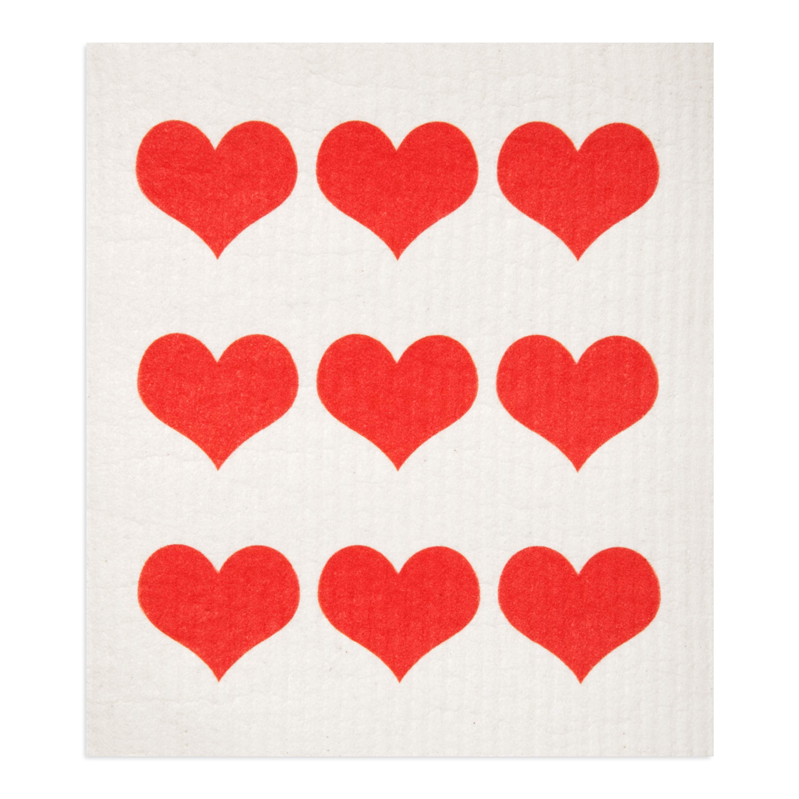 Gmicr  Atifs Swedish Dishcloths 2 Pack Row Of Red Hearts Print Reusable Sponges Kitchen Cleaning Cloth Dish Scrubber, Machine Wa